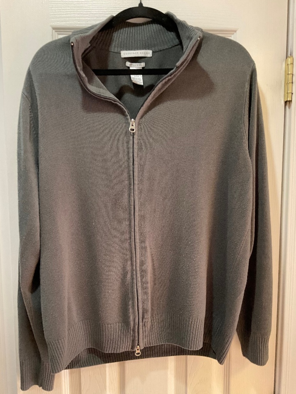 Geoffrey Beene Super Soft Gray Full Zip Mock Neck Sweater Size: XL Pre Owned